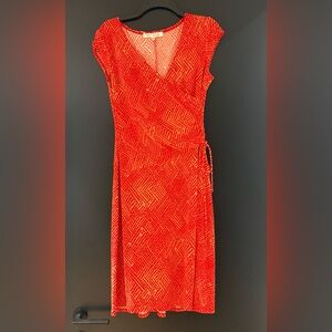 Evan Picone Vibrant Ref Orange Midi Dress. SZ 8